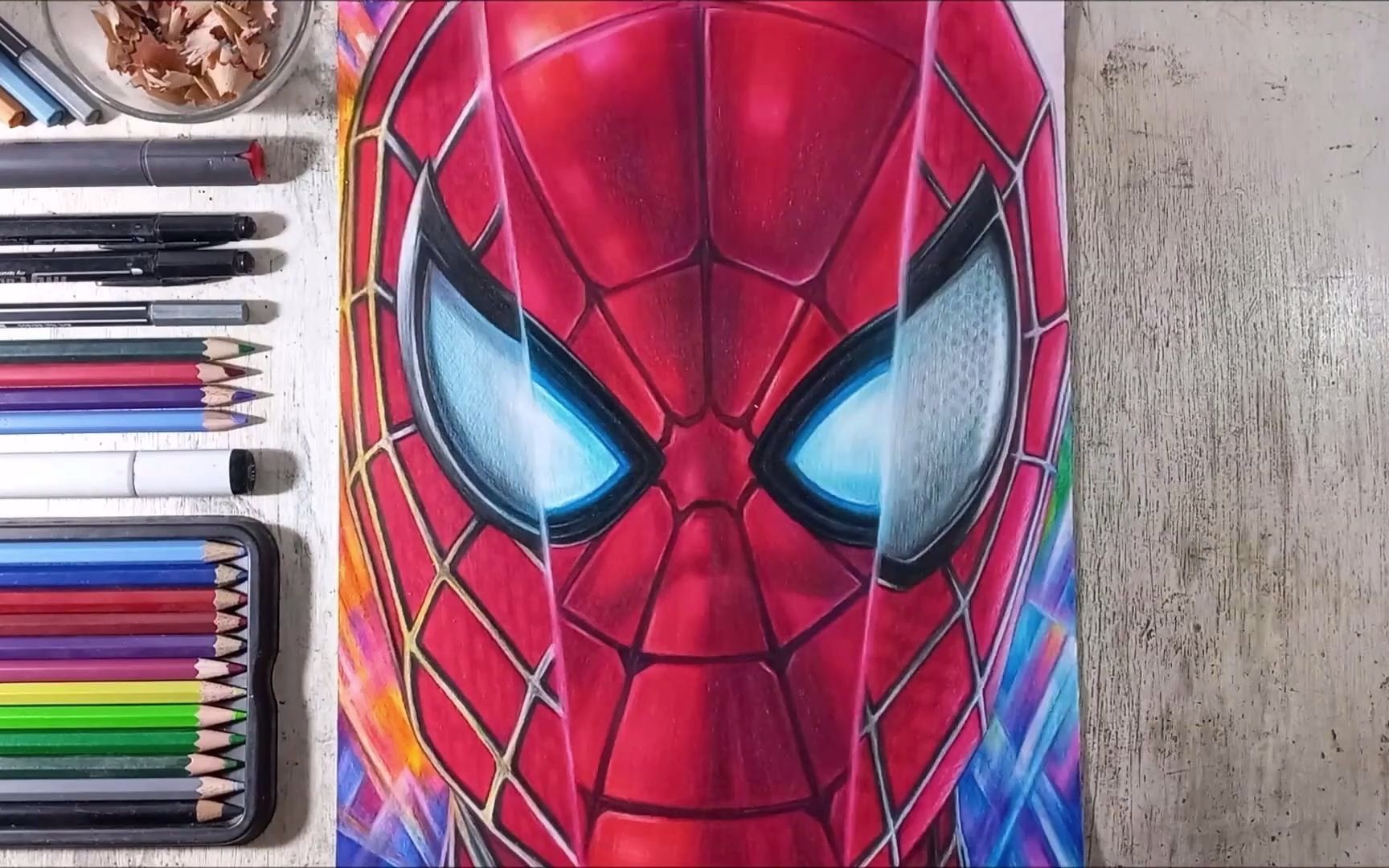 彩铅手绘蜘蛛侠