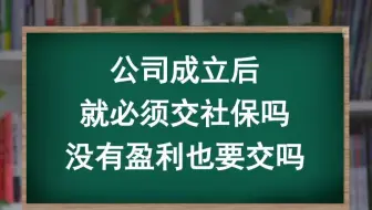 公司成立后就必须交社保吗？没有盈利也要交吗？