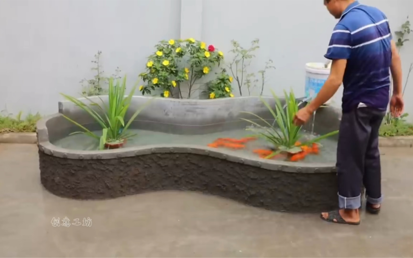 修建鱼池,小院改造