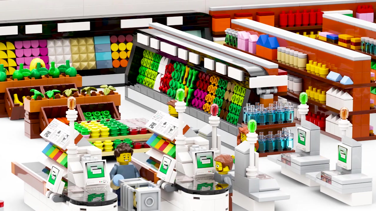 乐高moc教程 超级市场 超市系列13 商品货架 拼搭指南_哔哩哔哩 (゜
