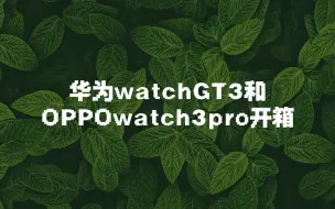 Download Video: 华为watch GT 3 和OPPO watch 3 pro简单开箱～