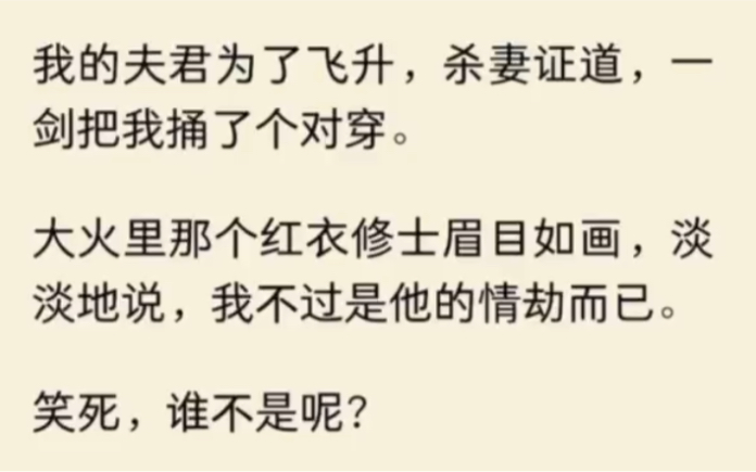 [图]我的夫君为了飞升，杀妻证道，一剑把我捅了个对穿。大火里那个红衣修士眉目如画，淡淡地说，我不过是他的情劫而已…………