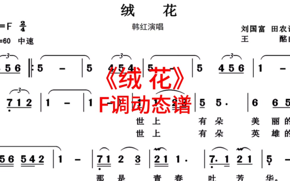 [图]韩红《绒花》F调动态伴奏谱