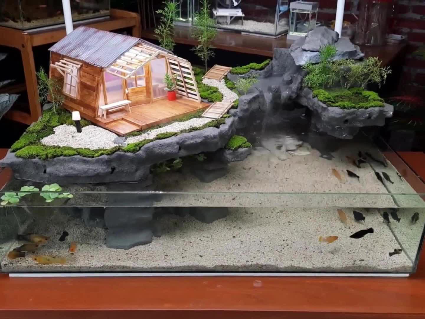 泡沫变假山!diy 水泥苔藓创意水族箱全攻略