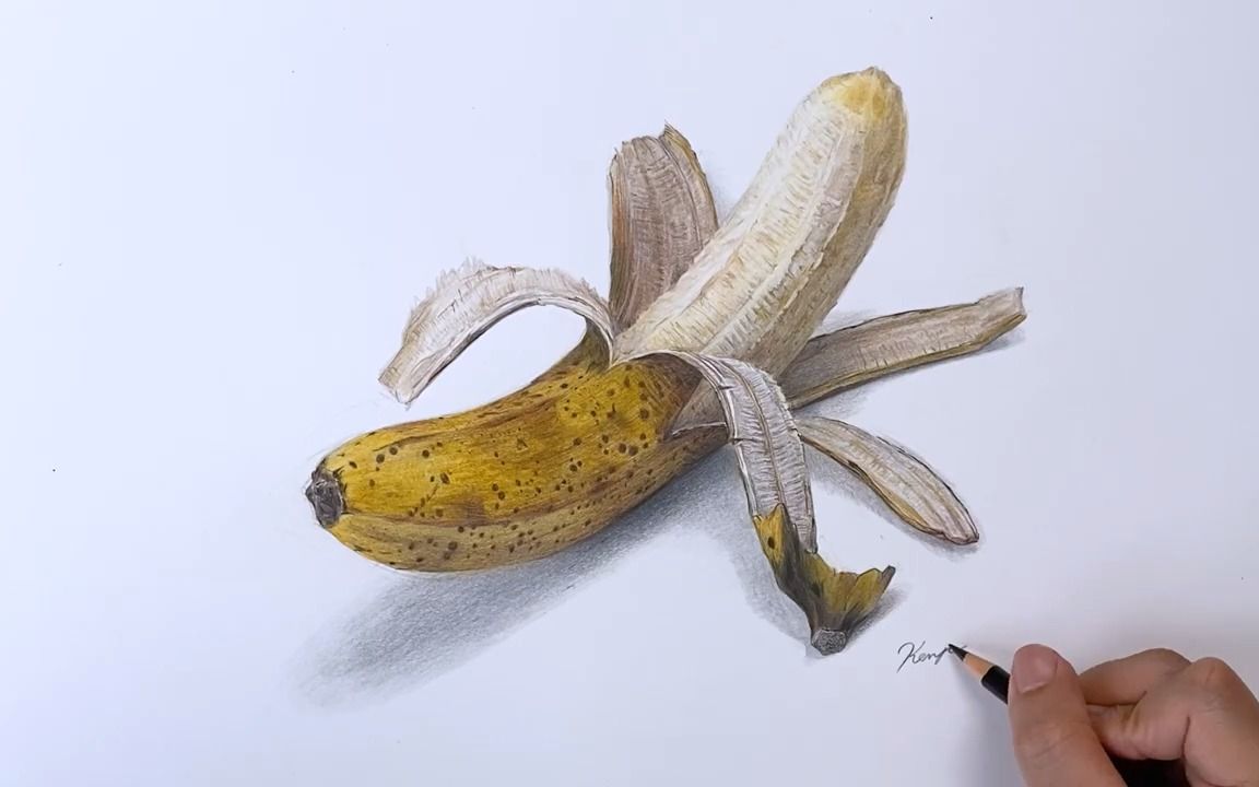 【油性彩铅】画一根熟透的香蕉