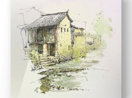 钢笔淡彩|水乡的颜色是甜的