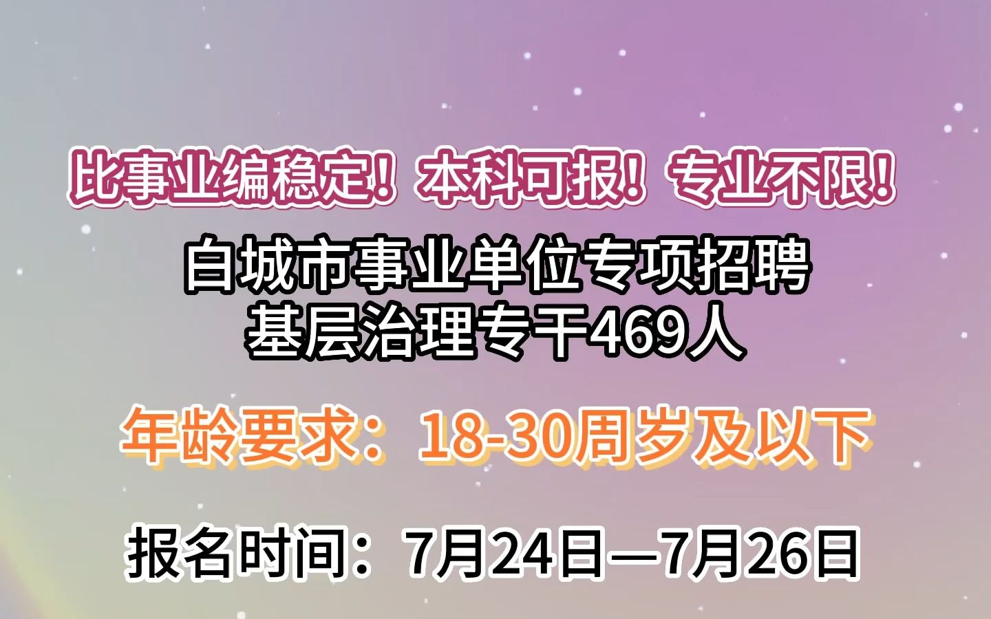 白城市事业单位专项招聘基层治理专干469人!哔哩哔哩bilibili