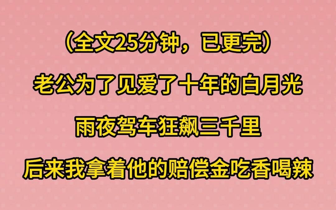 (已更完)老公为了见爱了十年的白月光,雨夜驾车狂飙三千里,后来我拿着他的赔偿金,一边吃香喝辣,一边感慨他们的绝美爱情哔哩哔哩bilibili