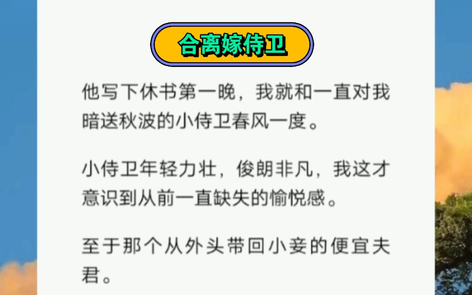 [图]他写下休书第一晚，我就和一直对我暗送秋波的小侍卫春风一度。短篇小说《合离嫁侍卫》