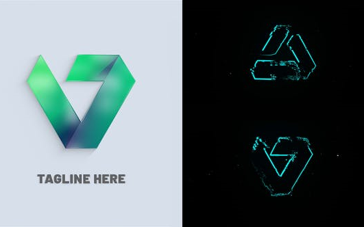 ae模板-故障干净简洁特效的动态logo片头模板标识品牌商品店铺标志 ae