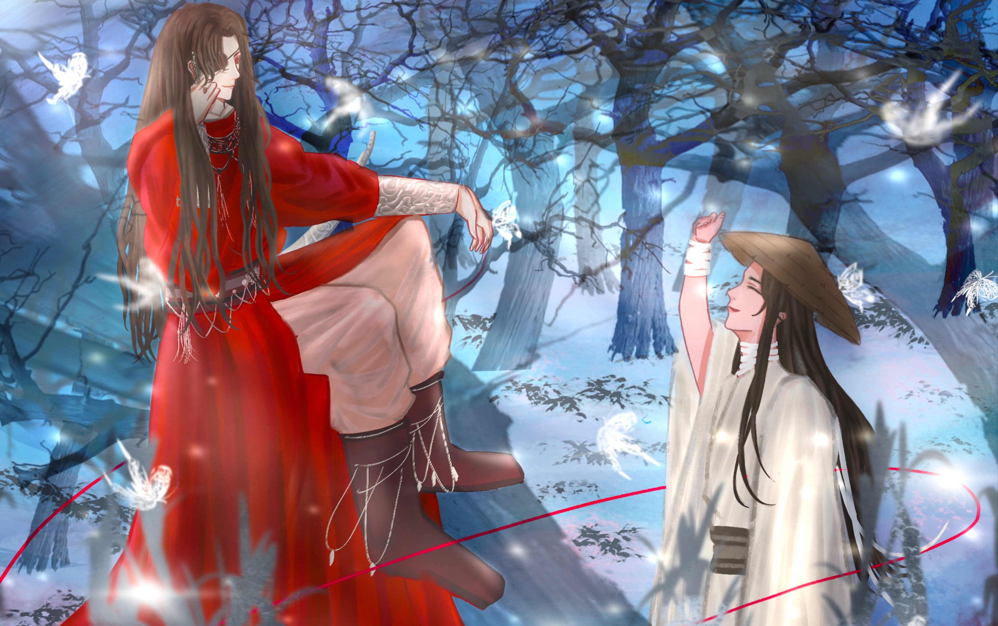 ipadproprocreate天官赐福百无禁忌画一个花花和怜怜的同框