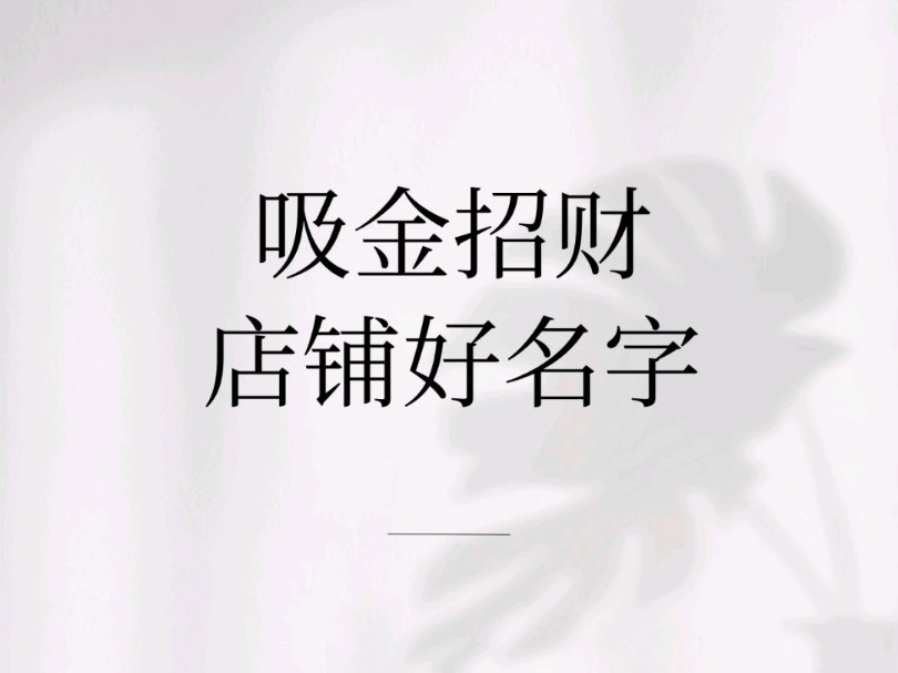 吸金招财店铺好名字哔哩哔哩bilibili