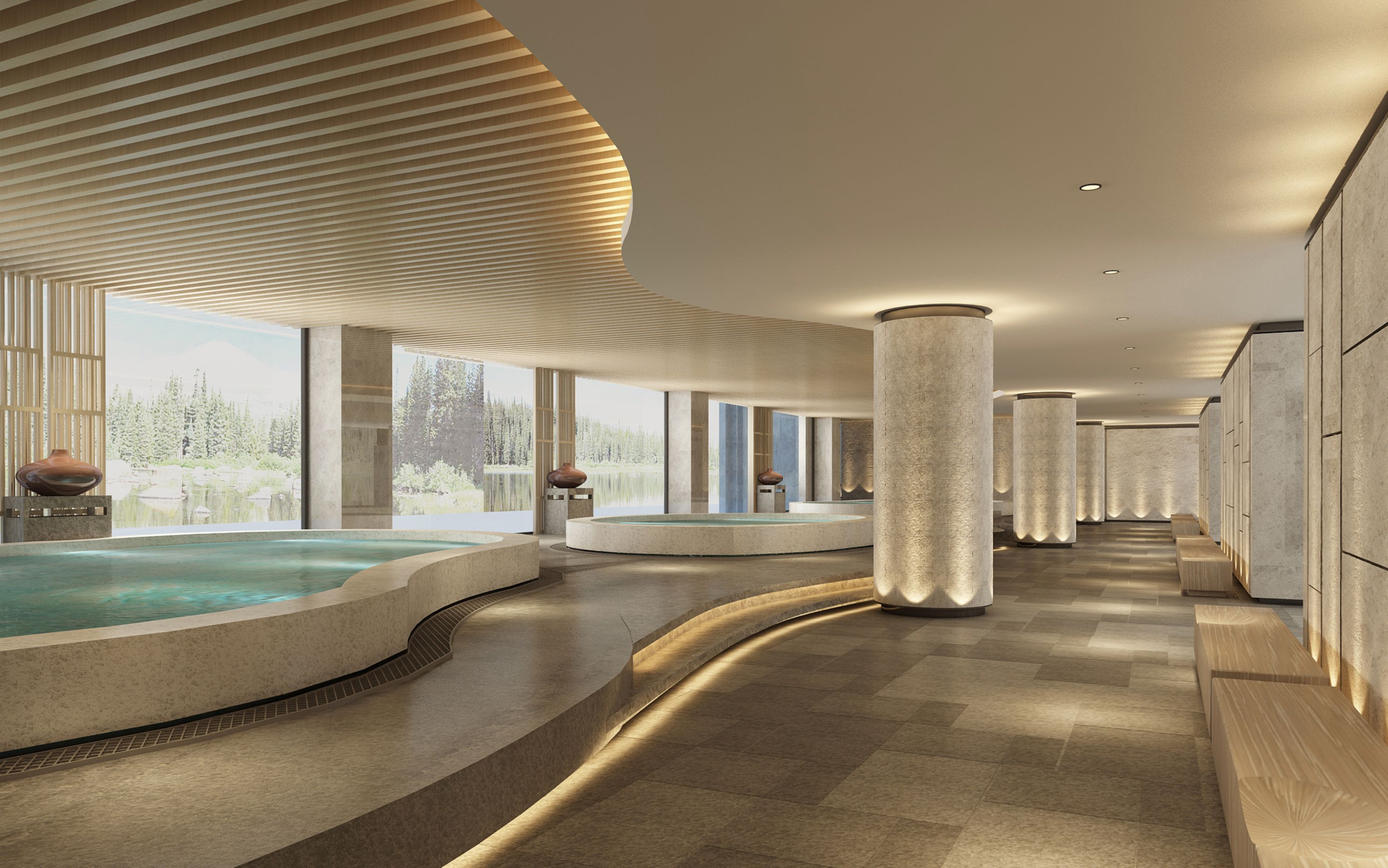 原创设计|四川青城山温泉酒店温泉泡池空间设计案例