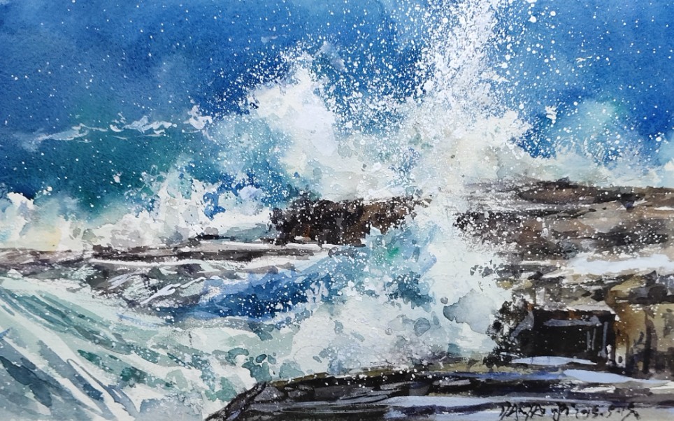 皮皮老师的水彩风景海浪教学原速版