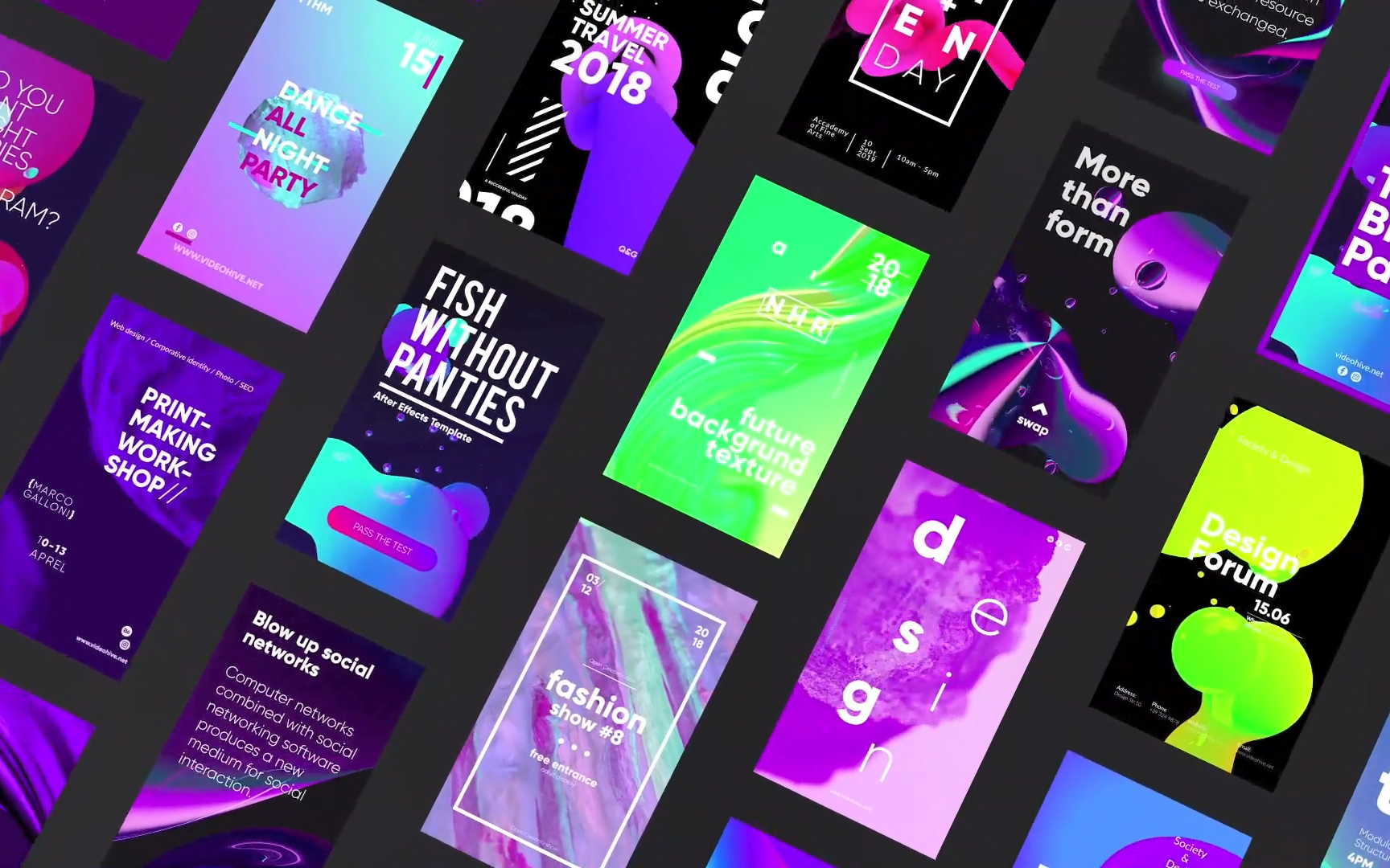 ae模板-横竖双屏设计独特且动画精美的抖音快手常用视频广告封面模板