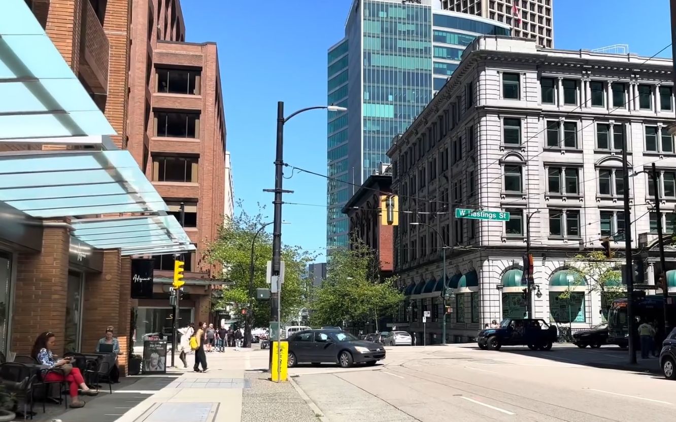 【超清加拿大】漫步晴天的加拿大温哥华 从洛逊广场-不列颠哥伦比亚