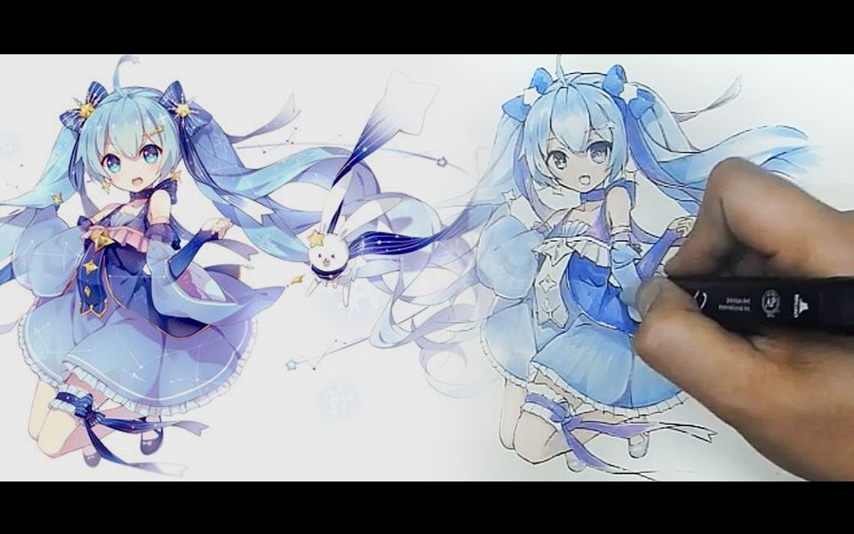 六分鐘一隻初音miku——【馬克筆手繪】叢草稿到上色