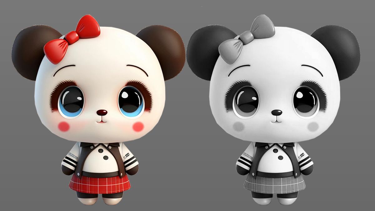 【zbrush雕刻】简单q版熊猫妹手办制作,zb新手入门案例教学