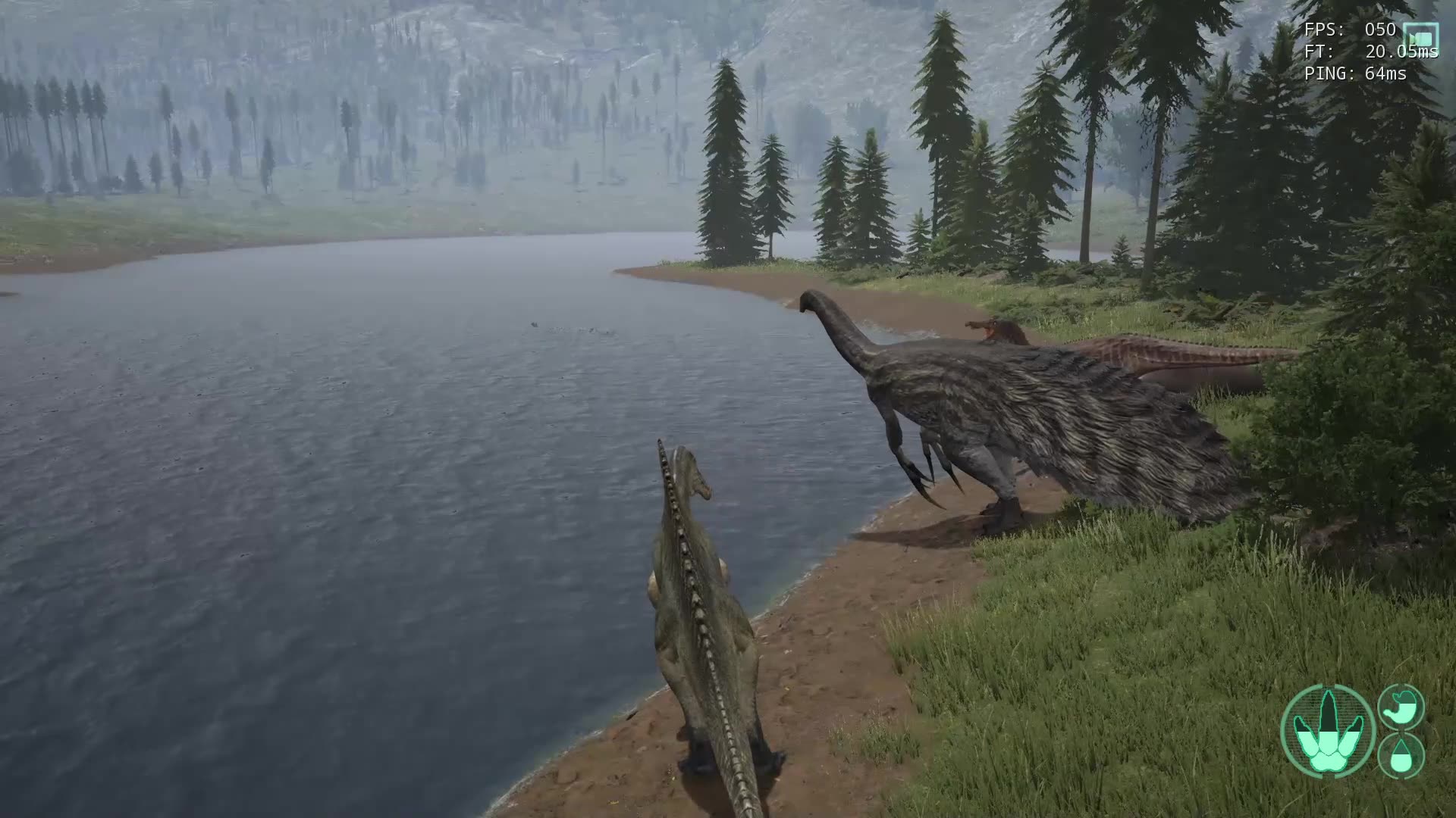 恐龙岛-棘背龙双子湖偶遇害怕小似鳄