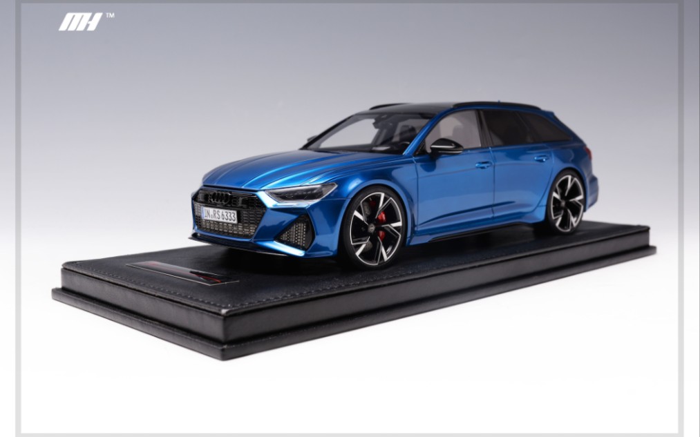 mh 奥迪rs6 avant(c8)1/18树脂汽车模型 雪邦珠光蓝