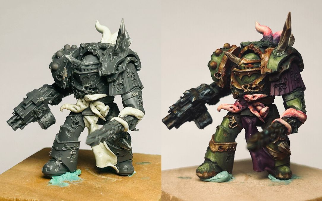 用战锤铁骑终结者简单改造涂装纳垢死亡守卫凋零霸主