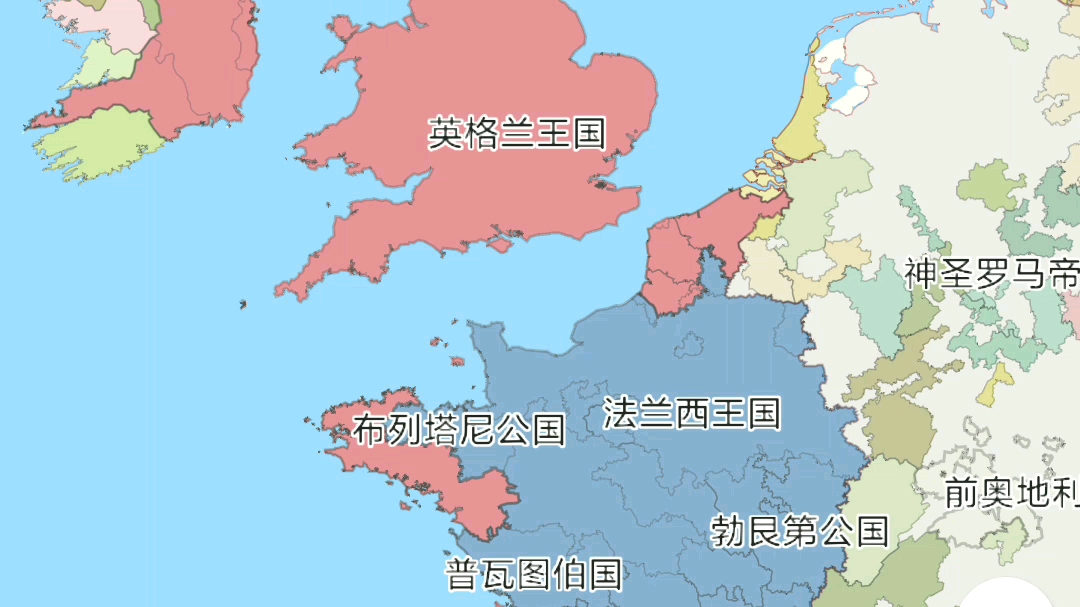 [图]英法百年战争各自领土变化(1337~1453年)，前大航海时代的大战，英国走向大洋的起源，法国称霸欧陆的由来