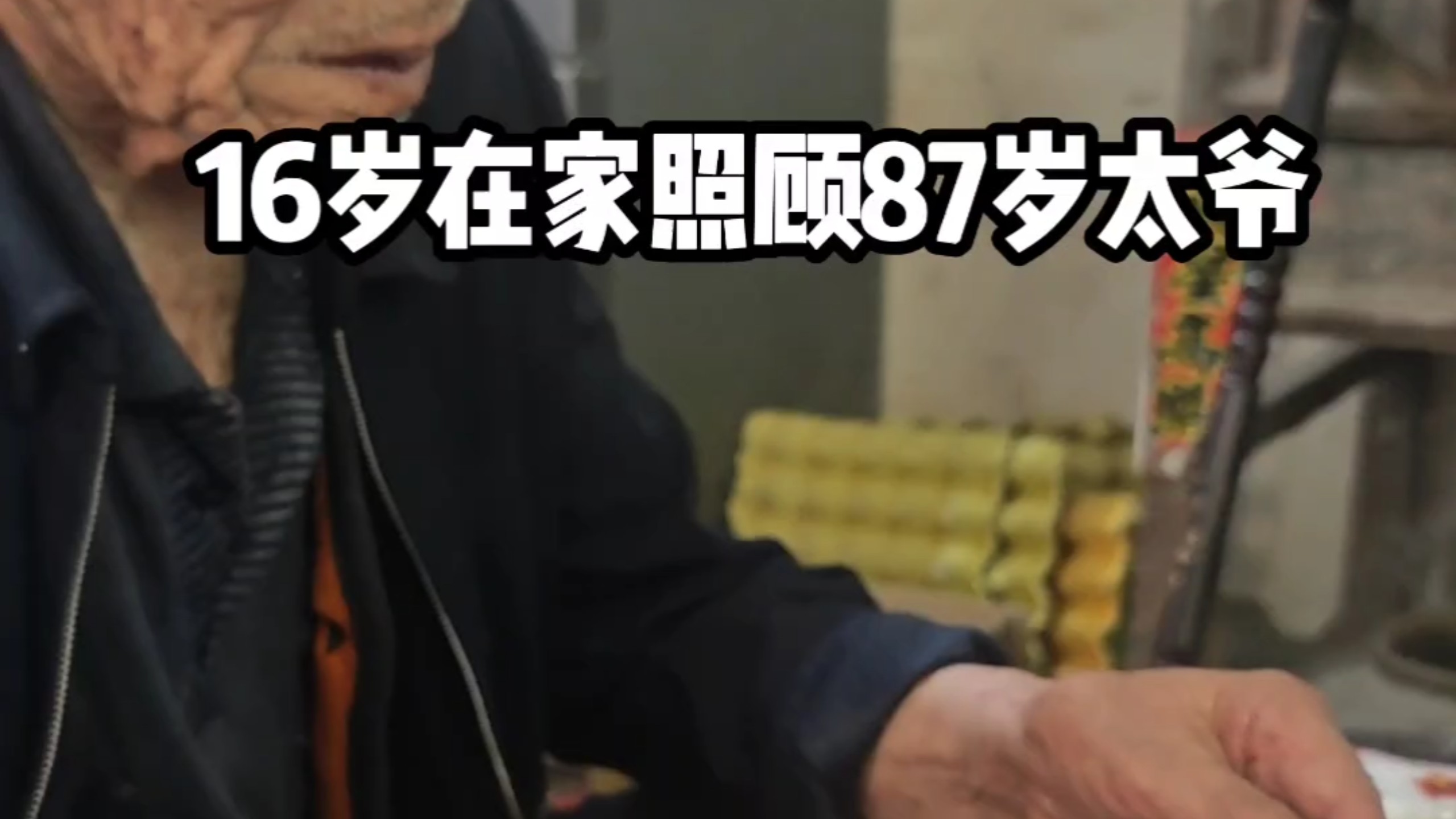 16岁男孩在家照顾87岁太爷 今天做了黄瓜炒鸡蛋
