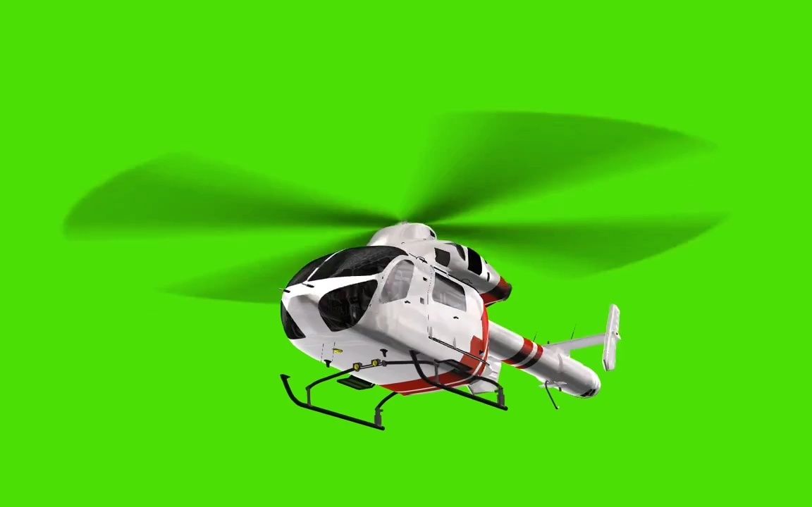 【绿幕素材】4k 民用直升机 多个角度绿幕视频素材 无水印!