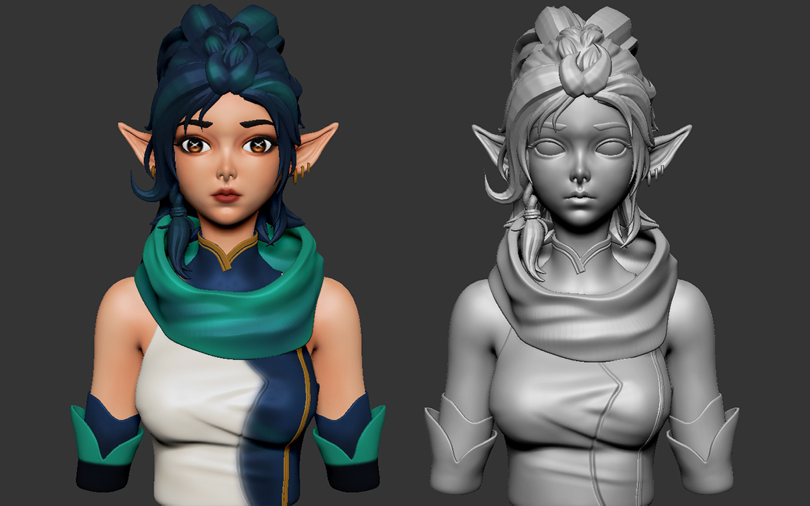 【zbrush建模】零基础学习3d人物角色建模雕刻|上色技巧演示