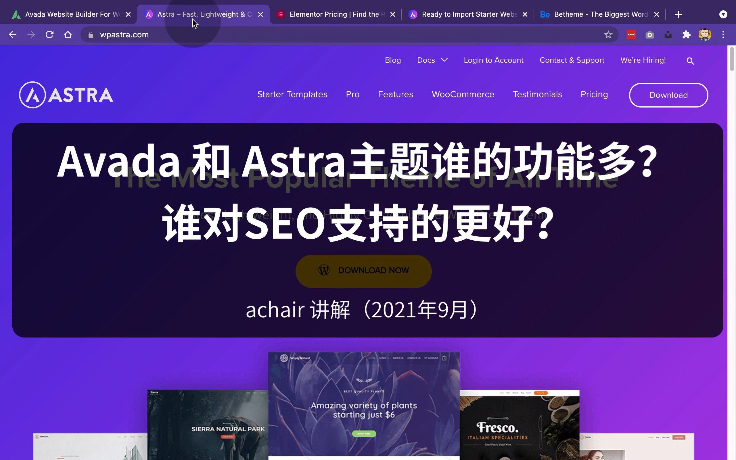 Avada和Astra主题对比 谁的功能多?谁对SEO支持的更好?