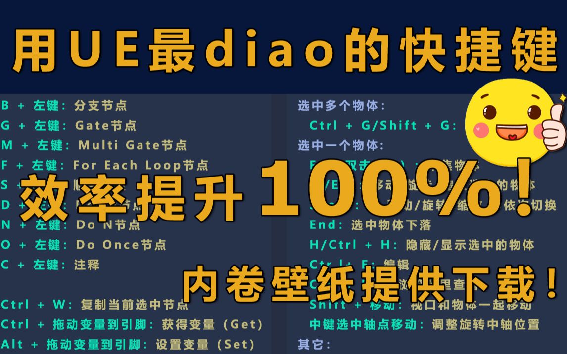 用UE最diao的快捷键:效率提升100%!内卷壁纸提供下载!全用过的算我输!哔哩哔哩bilibili