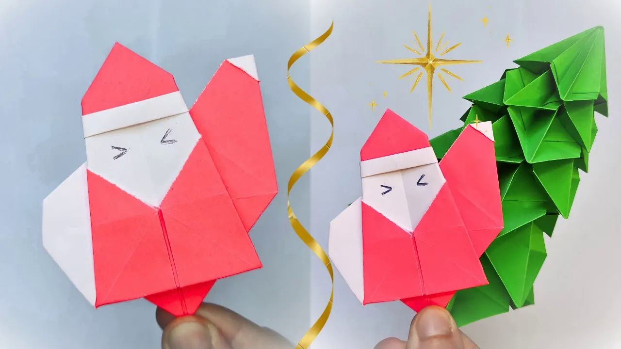 【origami library】聖誕老人摺紙教程easy origami santa claus