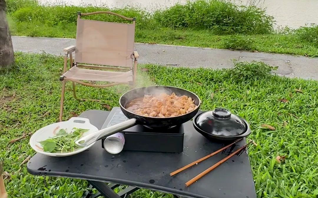 露营是一种看天吃饭的户外运动,今天做三杯鸡嘎嘎好吃哔哩哔哩bilibili