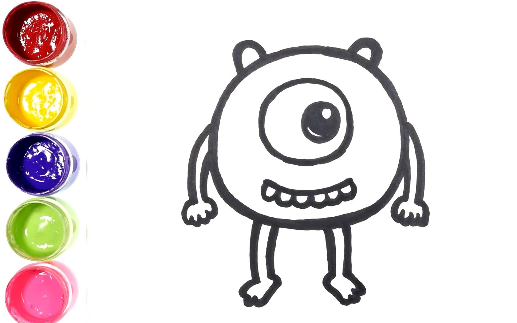 【简笔画】教你画卡通怪兽——简笔画爱吃糖的小怪兽,大眼怪
