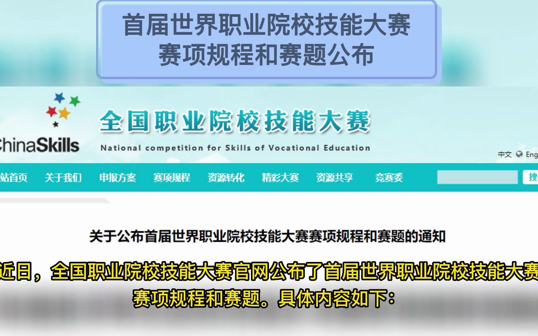 [图]首届世界职业院校技能大赛赛项规程和赛题公布！