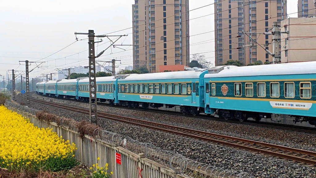 今日首发什邡号熊猫专列担当由成都西开往张家界的y282次列车