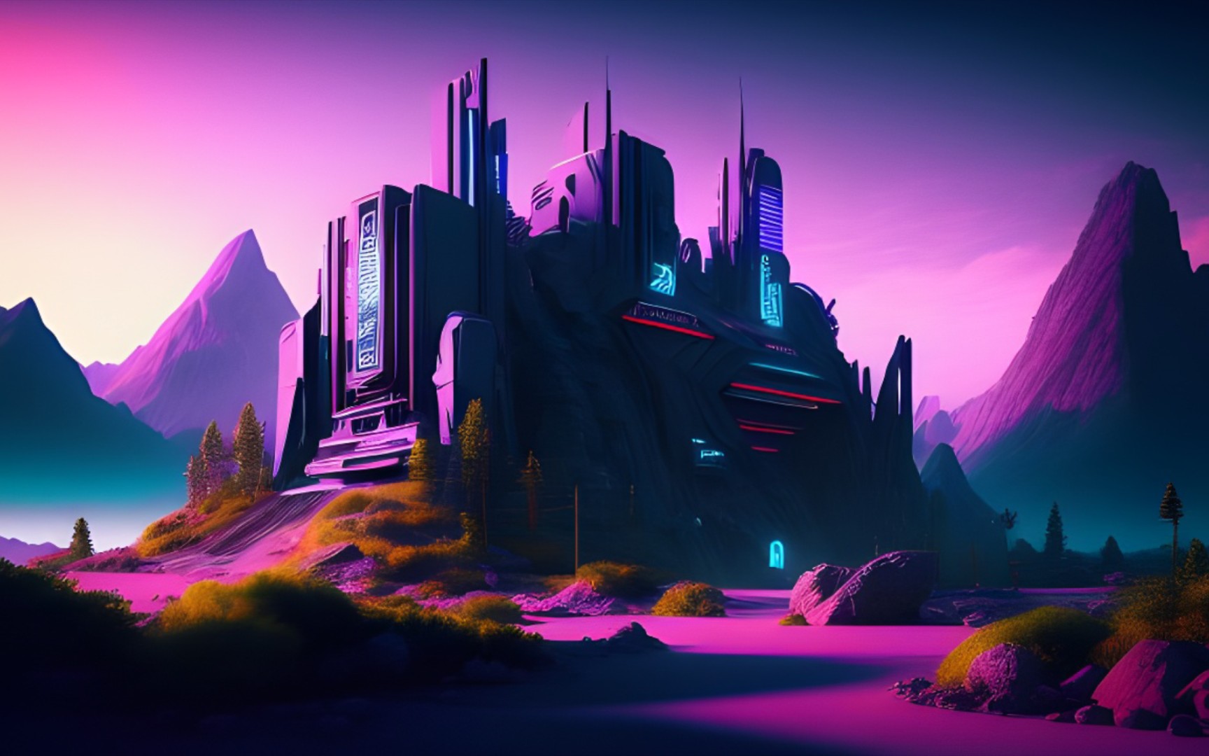 【赛博朋克】ai绘画设计赛博朋克建筑,能者先阅