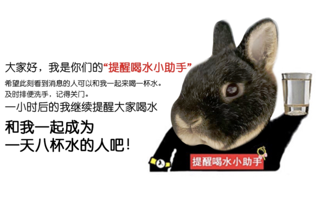 你的喝水小助手兔宝提醒你该喝水啦