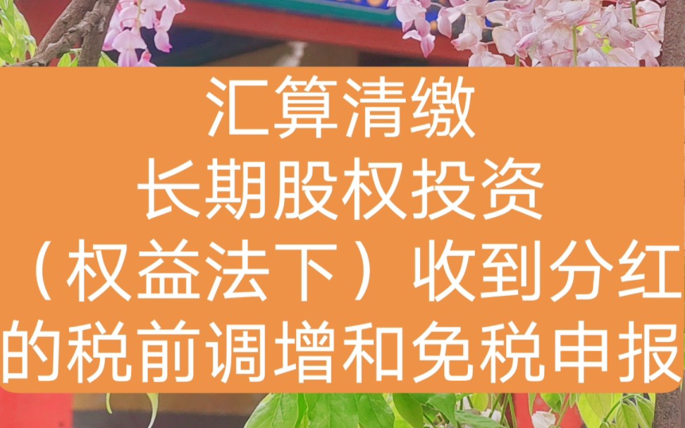 汇算清缴长期股权投资(权益法下)收到分红的(企业所得税)税前调增和免税申报哔哩哔哩bilibili