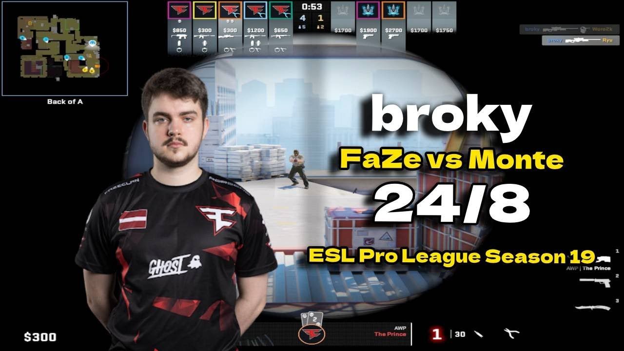 【cs2】pov faze broky (24/8) vs monte (vertigo) @esl pro league