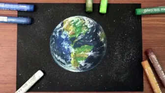 〔油画棒/Earth〕用重彩油画棒画一个地球