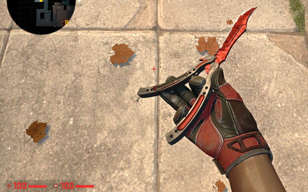 csgo猩红手套配屠夫蝴蝶刀小镇上手实战效果演示