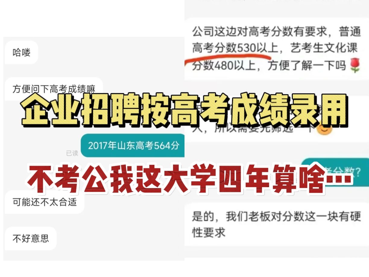 企业招聘比政审都严!严格按高考成绩录用,要不是省考考公上岸了,谁还认我是个大学生!哔哩哔哩bilibili