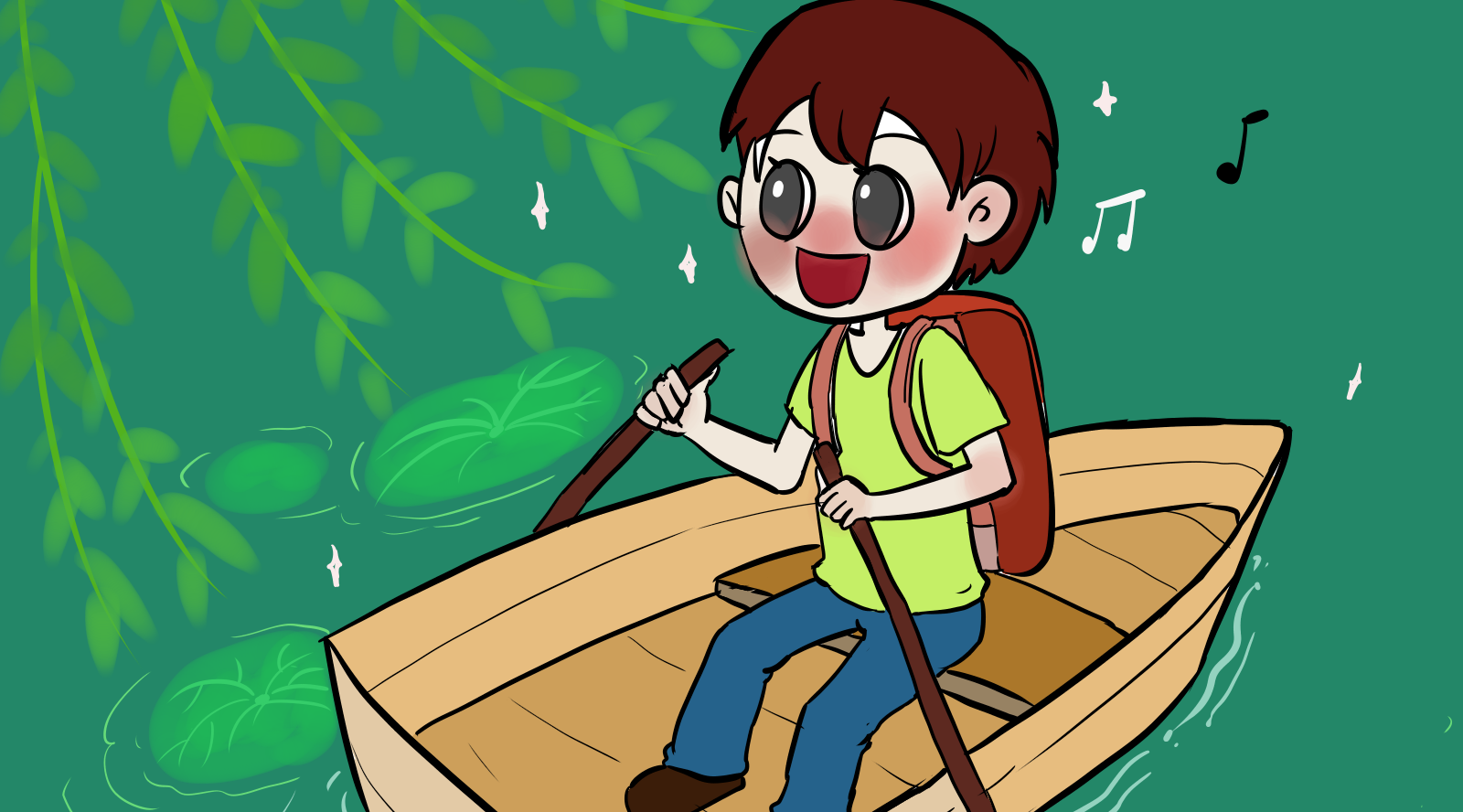 霖山老师教你画儿童文学插画:划船