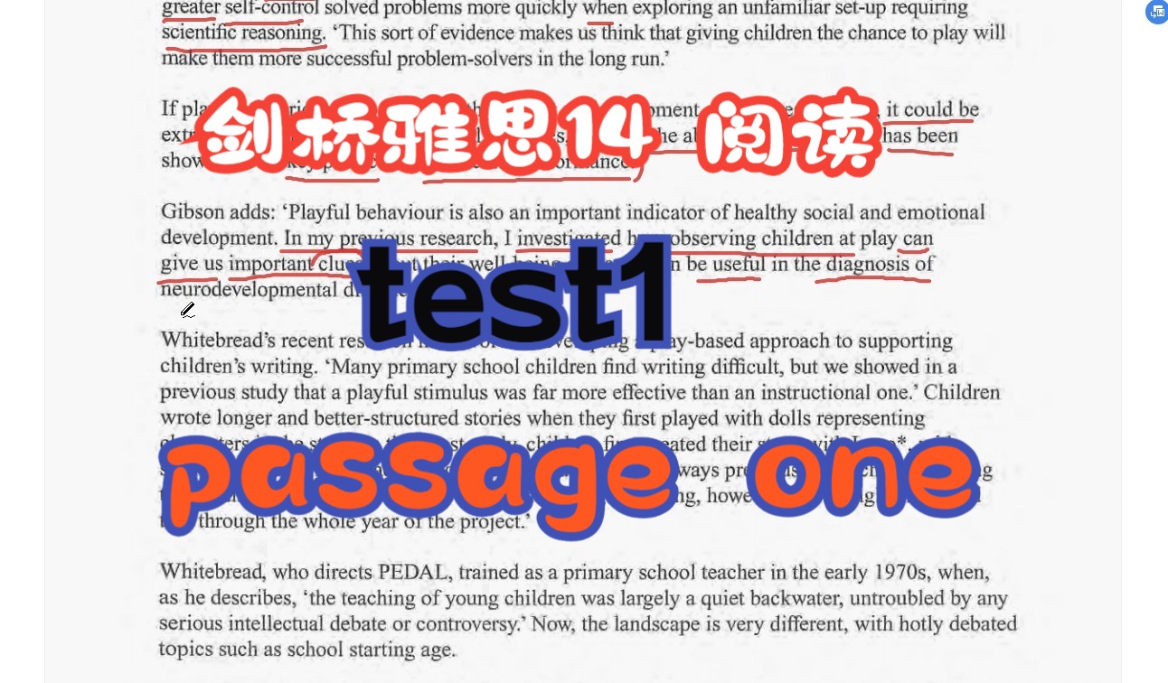 剑桥雅思14 test1 passage 1 The importance of Children's play哔哩哔哩bilibili