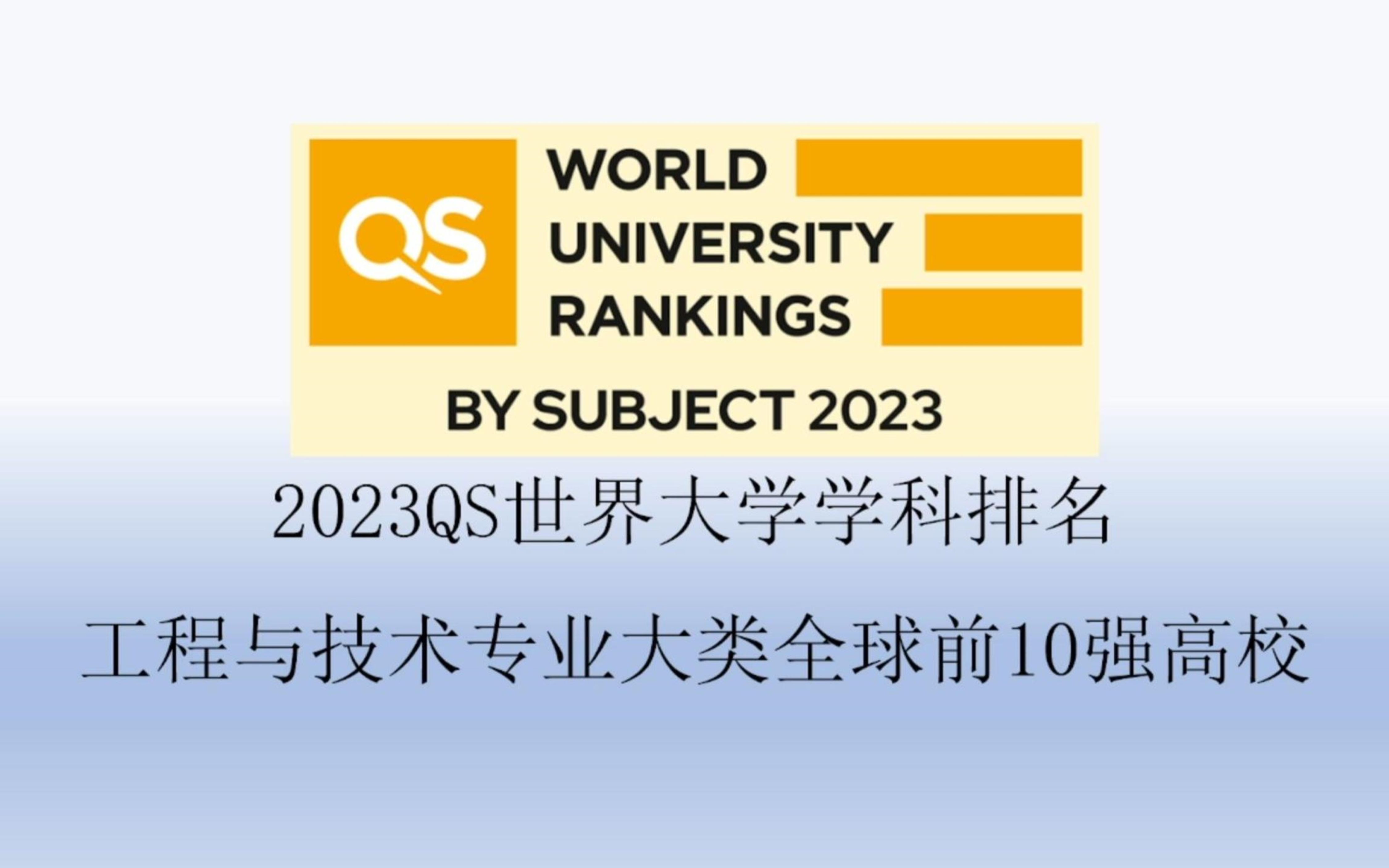 2023QS工程与技术专业大类全球前10强高校哔哩哔哩bilibili