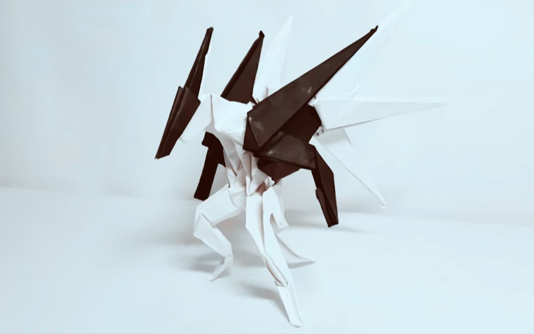 一张纸折会变形机器人图片