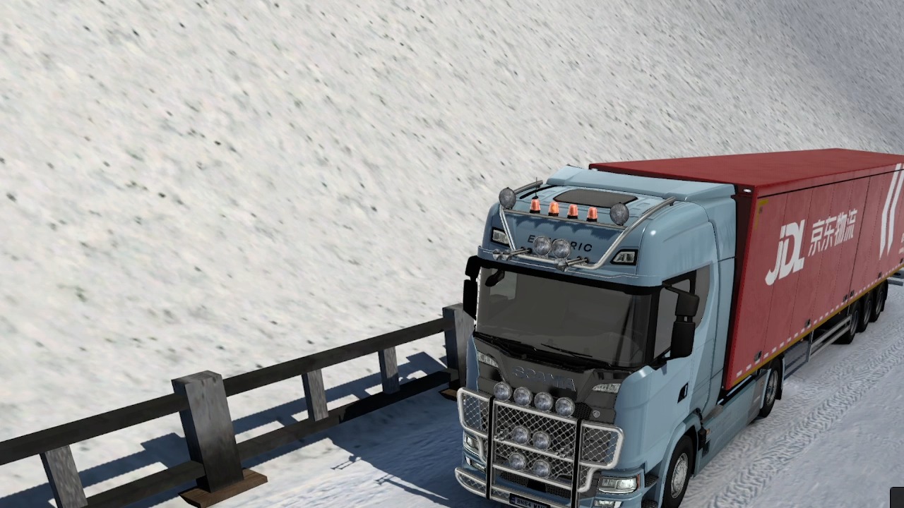 欧卡2 斯堪尼亚纯电卡车 爬不上雪山 中华地图