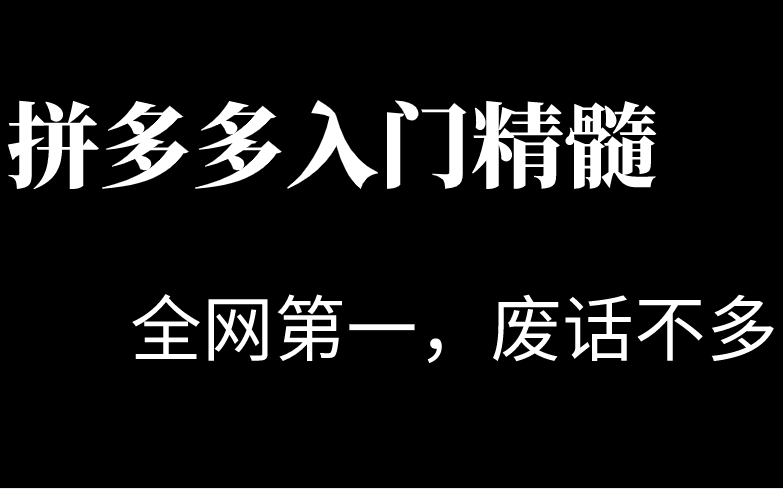 [全网第一]拼多多开店从零到精髓打造自己的网店,拼多多无货源,拼多多开店哔哩哔哩bilibili