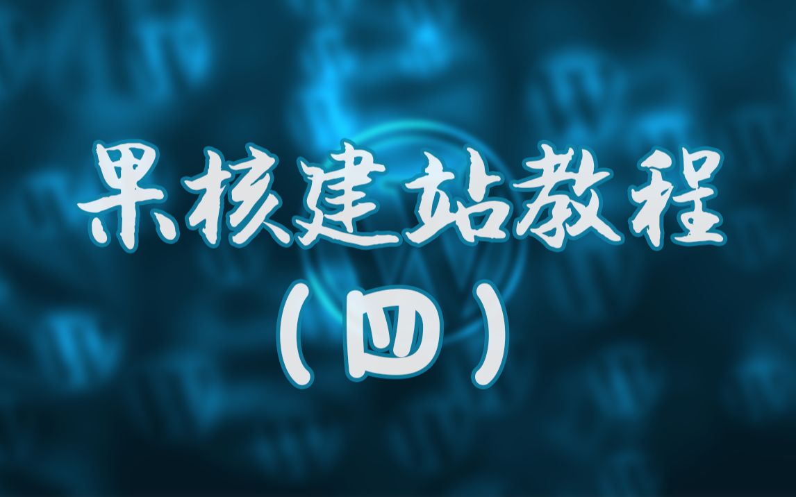 【果核零基础建站教程】4.详解WordPress程序哔哩哔哩bilibili